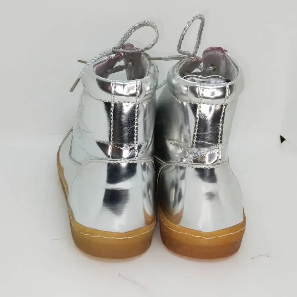 HIP HOP DANCE Women's Reflective Silver Sneakers - Size: 9